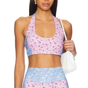 LoveShackFancy Pink and Blue Floral Bralette